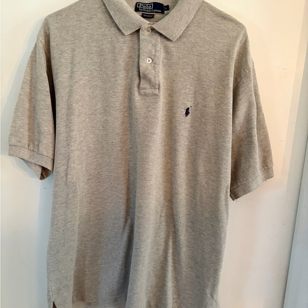 Ralph Lauren Men’s Heather Gray Polo with Navy Pony